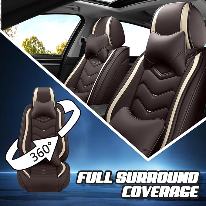 Car Seat Covers for Jeep Grand Cherokee L 2021-2025, Premium Nappa Leather Car Seat Cover, Stylish Sport Seat Covers， Automobile Seat Cover Sets.(Luxury 5 Seats/Coffee Color)