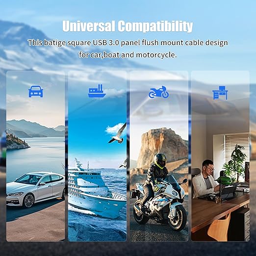 Single Port USB A 3.0 Male to USB C 3.0 Female Extension Cable,Flush Mount Waterproof Panel Cable for Car,Truck,Boat,Motorcycle Dashboard 3.3ft