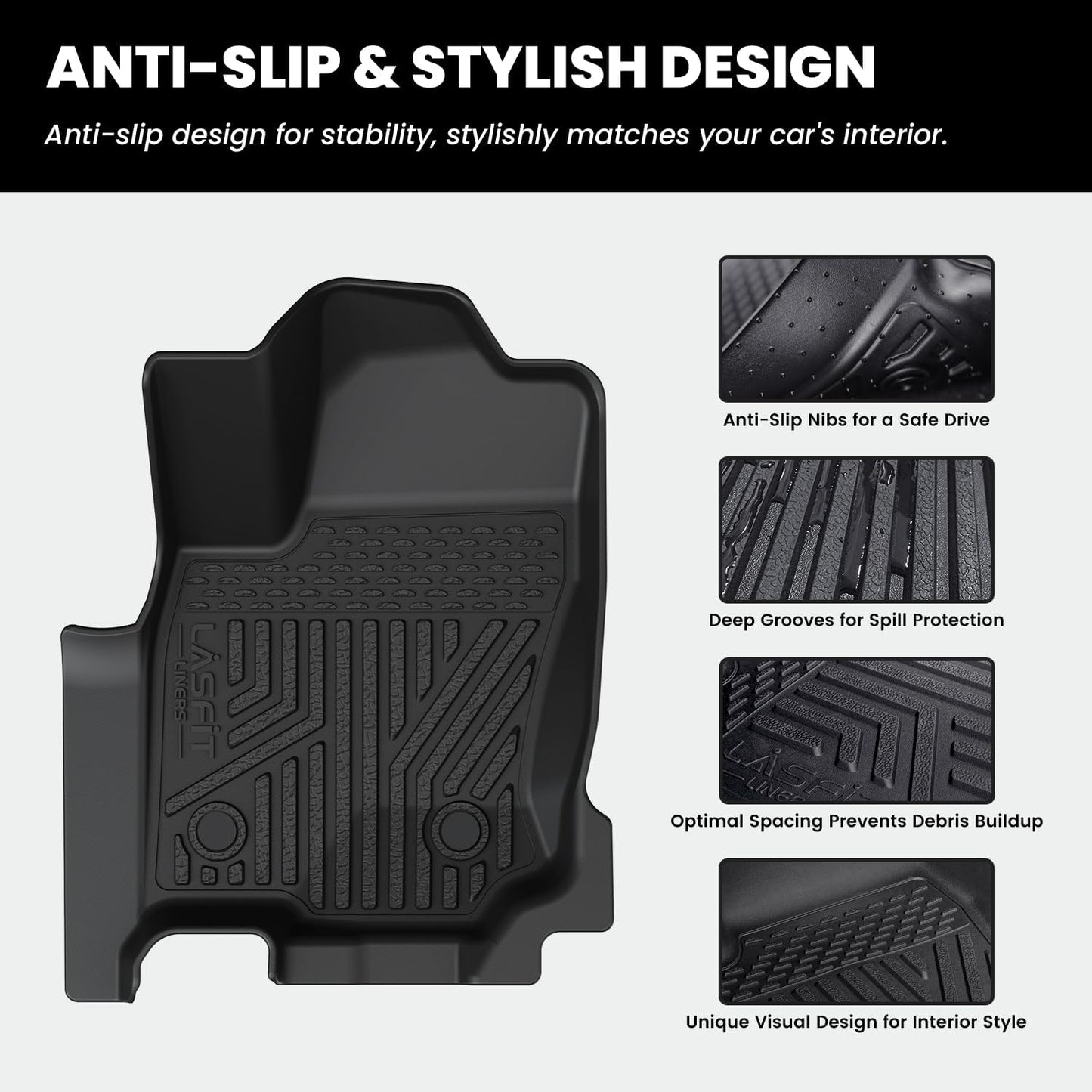LASFIT Floor Mats&Trunk Mat with Backrest Mat for Toyota 4Runner 2025-2026(Only Fit 7 Seats), All Weather TPE Custom Fit Floor Liner for 4Runner SR5/TRD/Limited 6th gen Front&Rear 4 Runner Car Mats