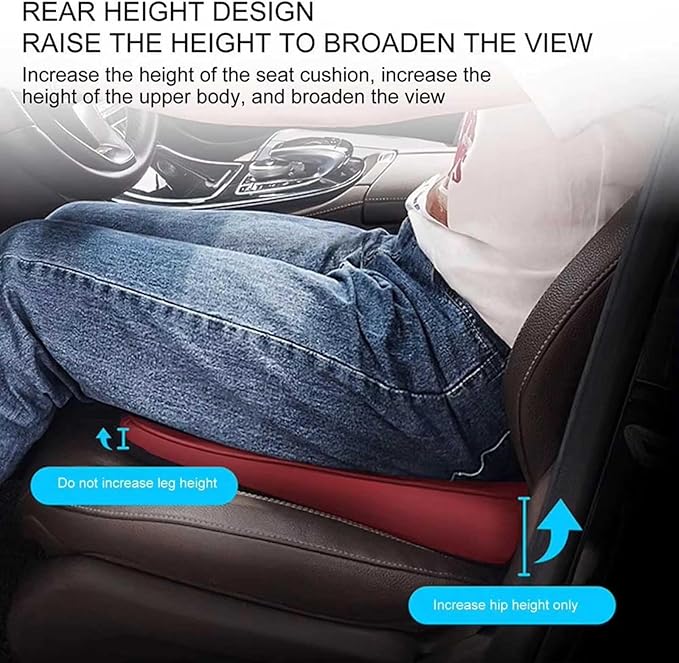 Memory Foam Car Seat Cushion for BMW X5 G05 2018-2023, Wedge Booster Lumbar Support Pad for Drivers Office with Non-Slip Base,Black-4cm