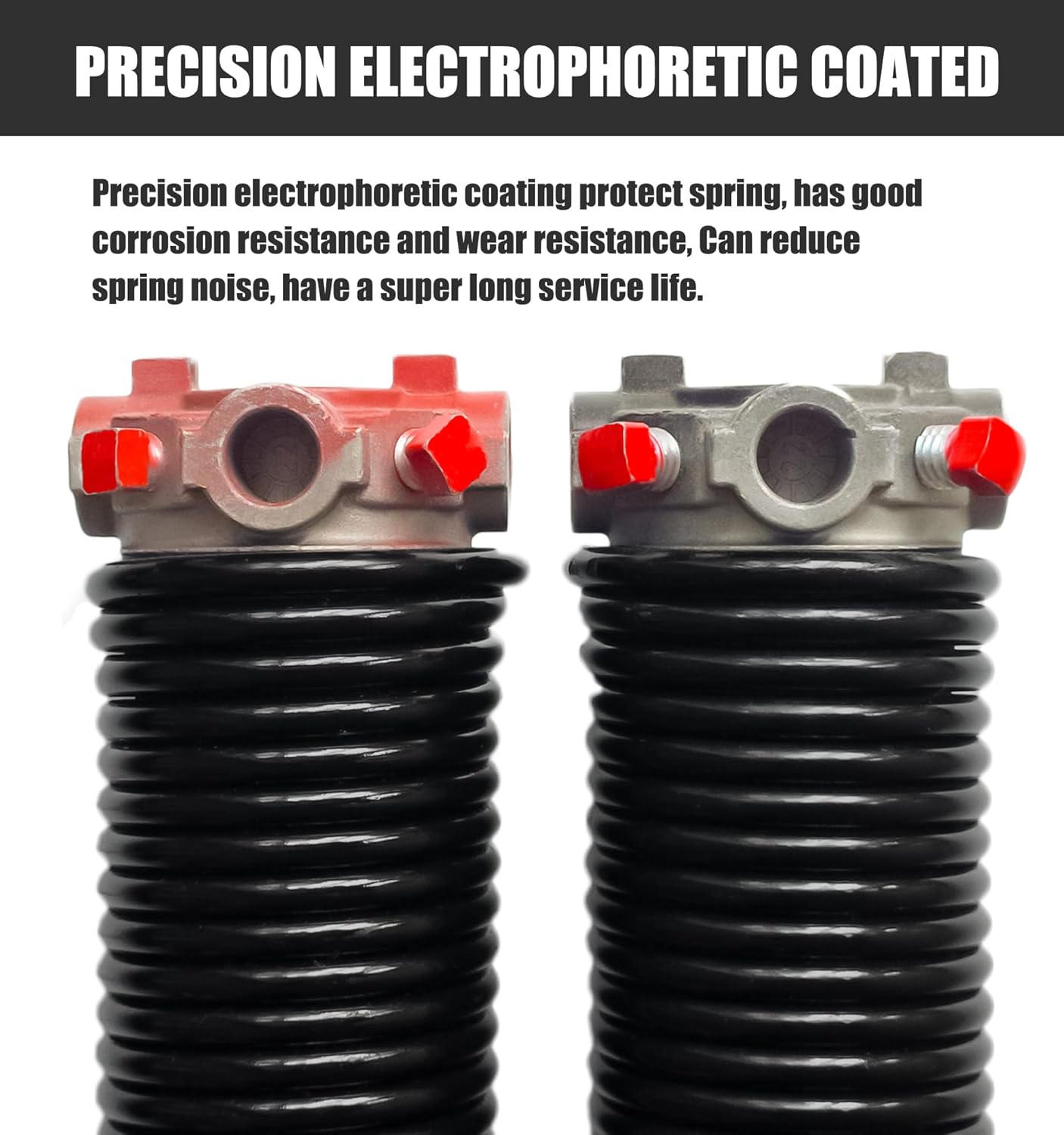 Garage Door Torsion Spring Set, Pair of 2" Electrophoresis Coated Garage Door Spring Replacement with 2 Non-Slip Winding Bars and Bearing, Minimum 16000 Cycles (.250x2x32)