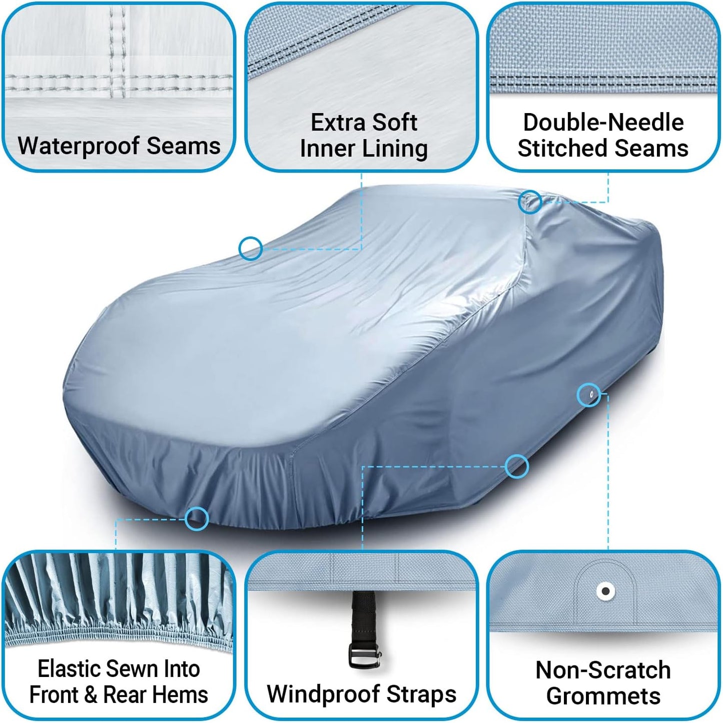 iCarCover Premium Car Cover for 2005-2011 Buick Lucerne Heavy Duty Waterproof All-Weather Automobiles Custom Fit Indoor Outdoor UV Snow Protection Covers with Straps and Bag