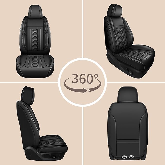 TTX LIGHTING for Subaru Forester 2007-2026 Seat Covers: Waterproof Leather Seat Protector with Airbag Compatible (2 Front Seats,Black)