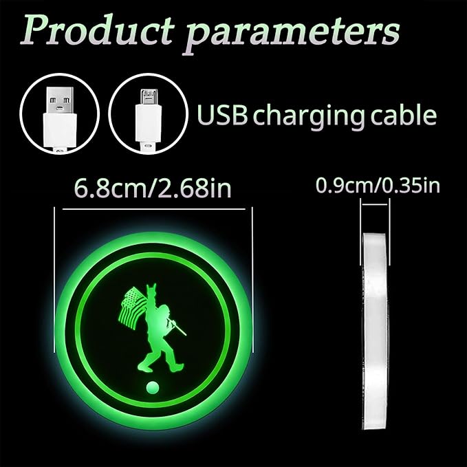 Skull LED Cup Holder Lights for Car,2Pcs LED Light Up Cup Holder Coasters with USB Charging 7 Colors 3 Modes,Waterproof Interior Atmosphere Lamp,Car Decor Accessories Skeleton Gifts for Women Men