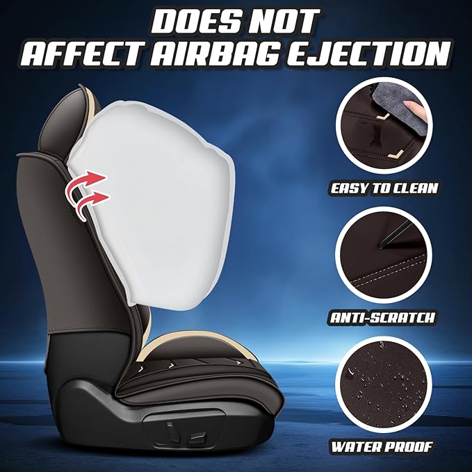 Car Seat Covers for Fiat 500 2012-2019, Premium Nappa Leather Car Seat Cover, Stylish Sport Seat Covers， Automobile Seat Cover Sets.(Luxury 2 Seats/Coffee Color)