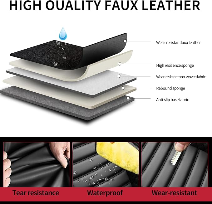 Fit CRV Car Seat Covers for Honda CR-V 2013-2024 2025 2026 - Upgraded Premium Waterproof & Breathable Leather, Airbag Compatible, All-Weather Seat Cushion Protector (Full Set, Black)