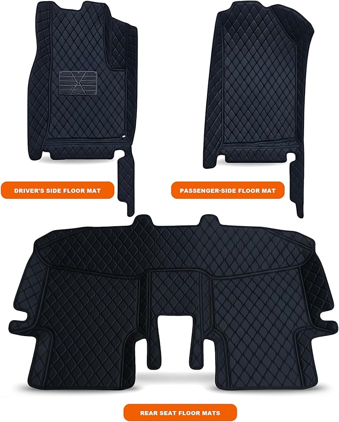 All-Weather car Floor MATS-Suitable for 99% of car Models,Leather car mat, offering Personalized Embroidery and Multiple Color Options,Provide Protection for car Rug (Yellow)