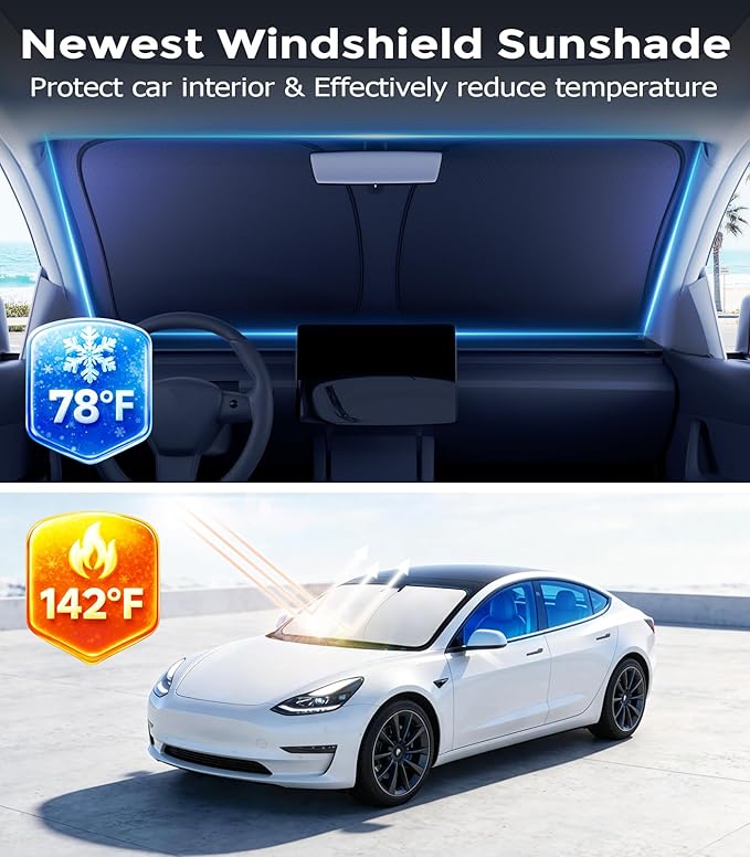 DMJN Windshield Sun Shade for Toyota Highlander (2020-2026), Car Sunshade for Front Windshield [100% Efficient Block UV & Scorching Sun] UPF50+ Heat Block - Protect Interior & Keep Cooler