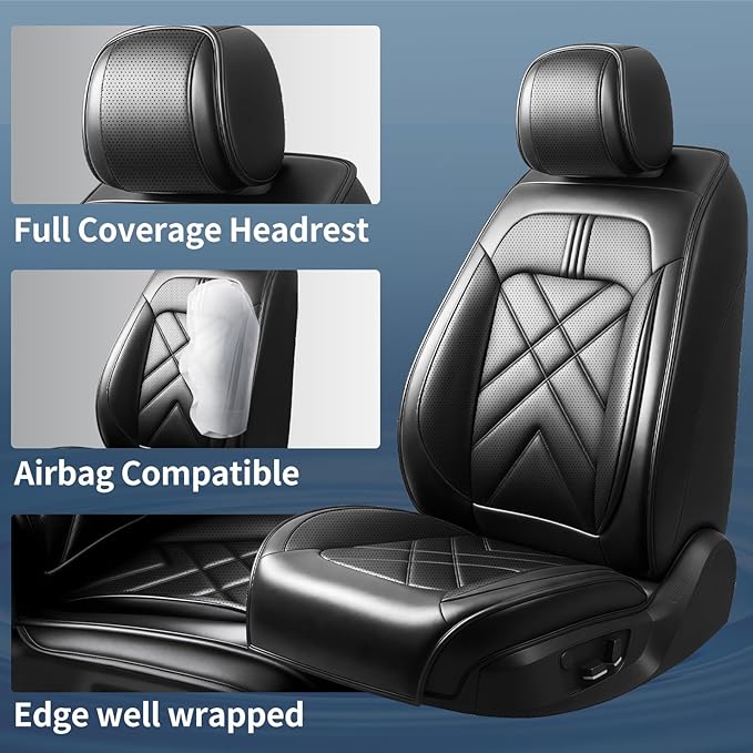 CX-50 Car Seat Covers Custom Fit for Mazda CX-50 2023-2026, Full Coverage Premium Leather Waterproof Breathable Seat Covers, Automotive Seat Protectors, Airbag Compatible(Full Set Seats, Black)