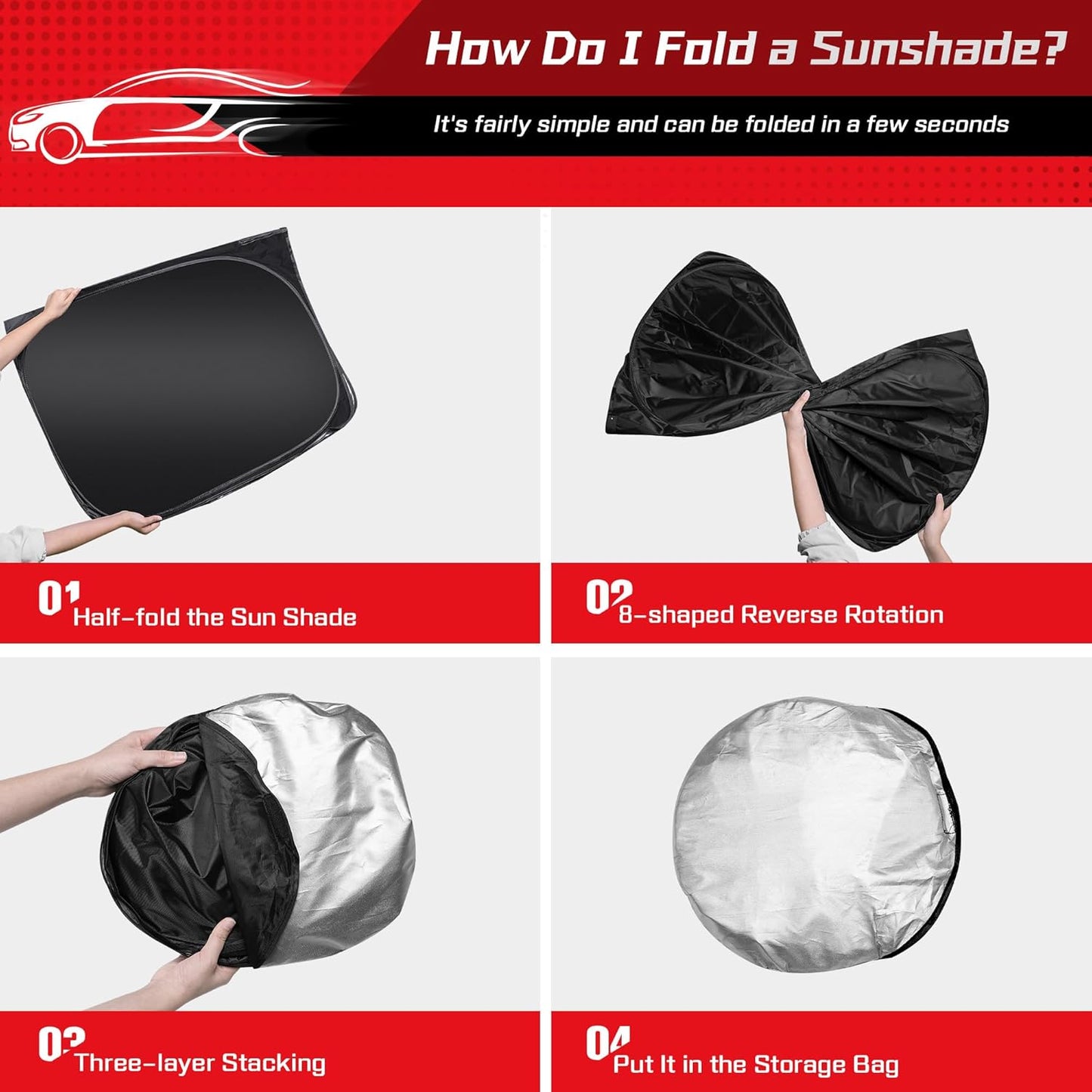 ARISMOTOR Windshield Sun Shade for Ni-ssan Leaf 2018-2025, Custom Fit Foldable Front Window Sunshade Sun Visor Protector, Block UV Rays Keep Your Car Cooler