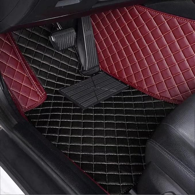 Custom Car Floor Mats for 96% Sedan SUV Sports Car Protection Full Coverage Pads Anti-Slip Leather Floor Lining All Weather Car Floor Mats (Black with Blue)