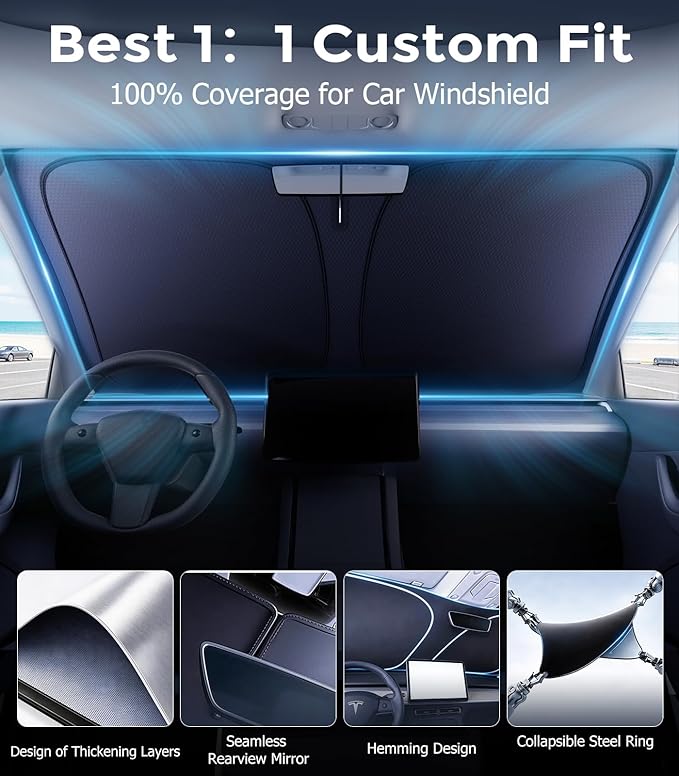 DMJN Windshield Sun Shade for Honda CRV (2023-2026), Car Sunshade for Front Windshield [100% Efficient Block UV & Scorching Sun] UPF50+ Heat Block - Protect Interior & Keep Cooler