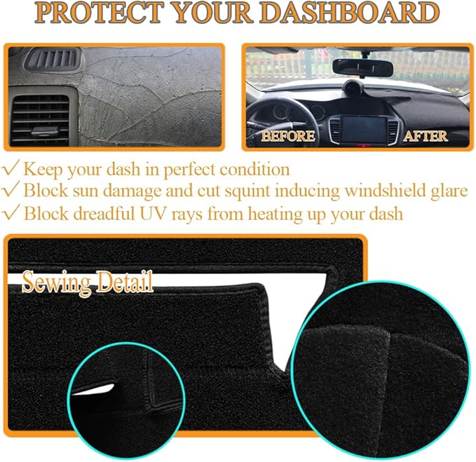 Yiz Dash Cover Mat Pad Carpet Custom Fit for Infiniti FX35 FX45 2003 2004 2005 2006 2007 2008 Dashboard Pad Carpet Protector (Black) Y40