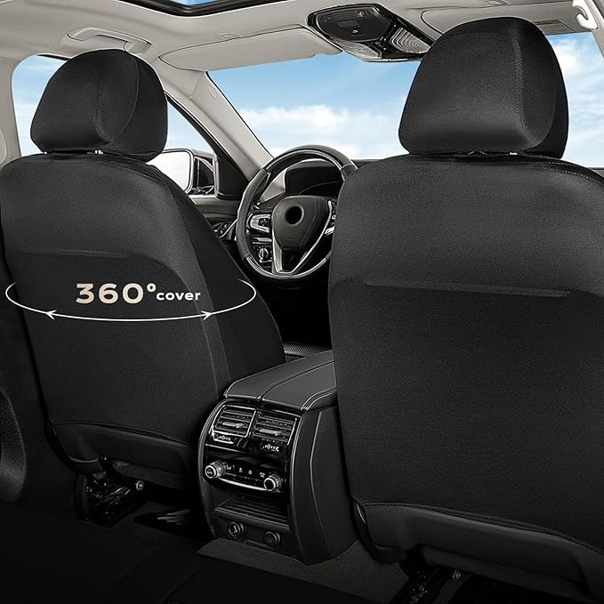 Coverado Leather Seat Covers, Waterproof Car Seat Covers Front Seats, Luxury Front Car Seat Covers Faux Leather Car Seat Protector, Automotive Car Seat Covers Universal Fit Most Cars Truck, Black&Pink