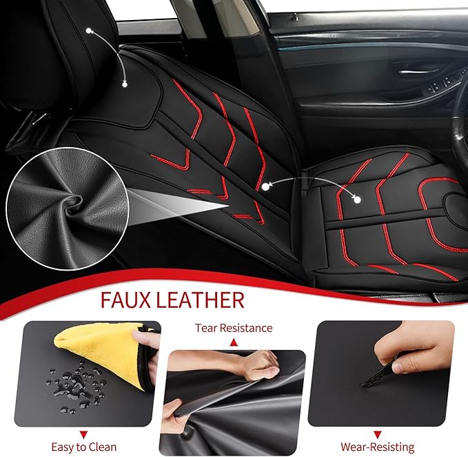 TTX LIGHTING Car Seat Covers fit for Hyundai Santa Cruz 2022-2026 Full Set: Premium Leather Automotive Seat Cover with Airbag Compatible Waterproof (5 Seats, Redline)
