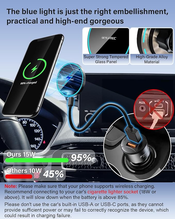 Phone Mount for Chevrolet Chevy Equinox 2025 2026 Accessories 11.3-inch Screen Fixed Clip, Car Magnetic Phone Holder Compatible with MagSafe, Magnets Fast Wireless Charger Cell Phone Base (Not for EV)