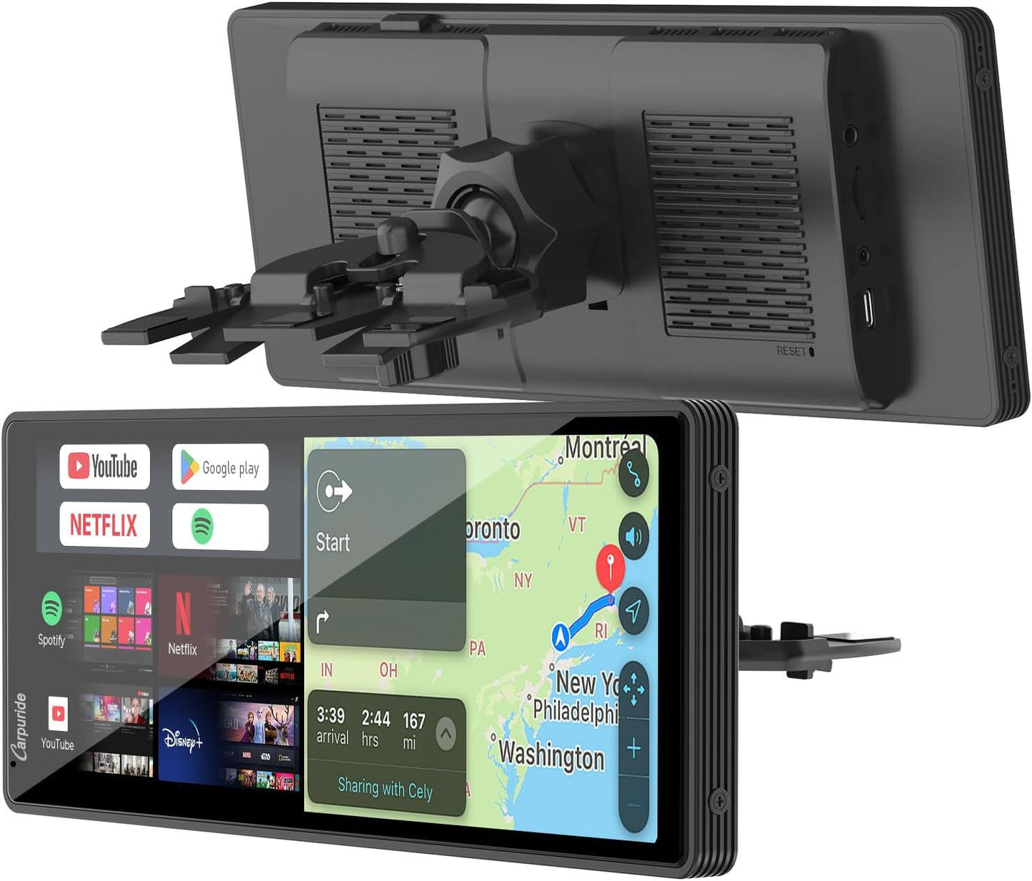 CARPURIDE Wireless CarPlay & Android Auto 4+64GB 8-Core, Online & Offline GPS Navigation 10.26 inch Car Play Screen, G00GLE Play, Mirror Link, Bluetooth, GPS-Antenne, Backup Cam