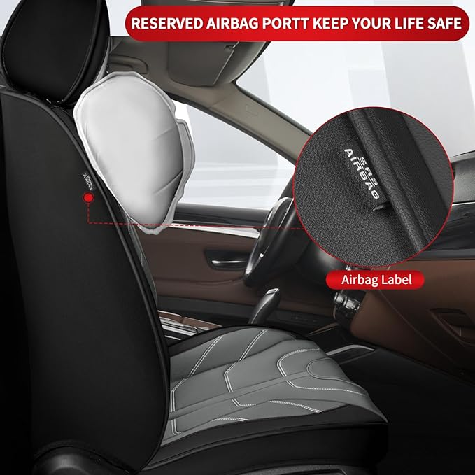 TTX LIGHTING Car Seat Covers fit for Nissan Pathfinder 2011-2026 Front Seat: Premium Leather Automotive Seat Cover with Airbag Compatible Waterproof (2 Seats, Black & Gray)