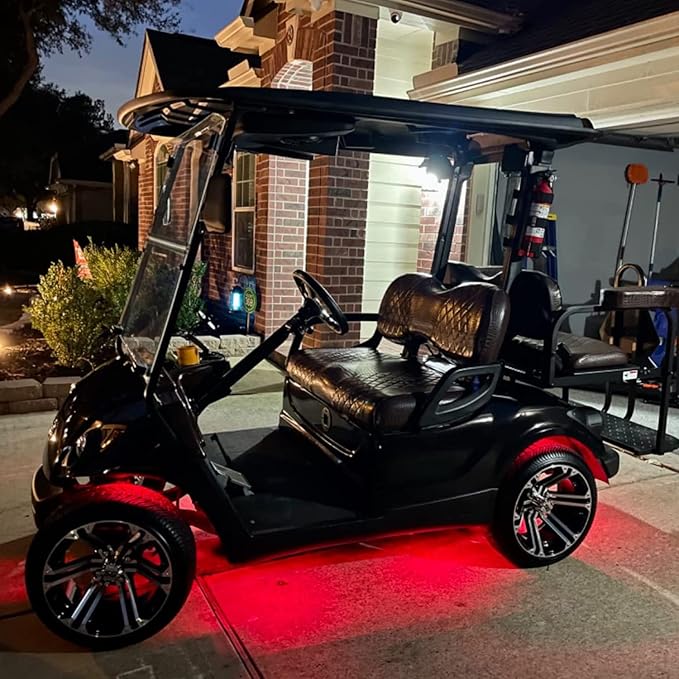 YM E-Bright Car Led Strip Lights Cuttable Underglow Led Ambient Lighting for Motorcycle Trucks Van Boat Golf Cart Interior Exterior Waterproof IP68 24inch 60CM 72SMD 12v,Red(Pack of 4)