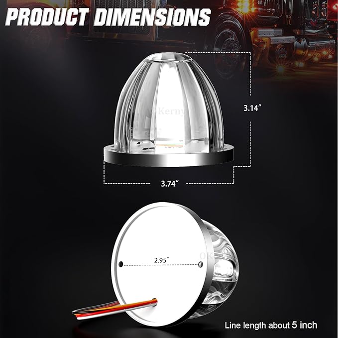 8-Pack Dual Color Watermelon Lights 3 Modes Amber Blue LED Strobe & Steady Lights 360° Visibility Clearance Side Marker Warning Lights for Truck Trailer Kenworth Peterbilt Freightliner