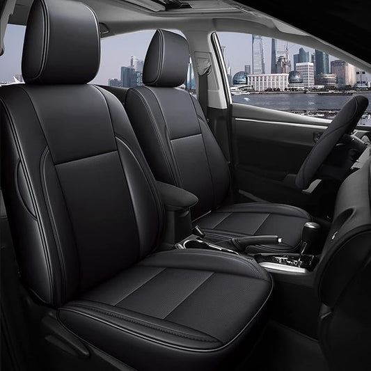 AOMSAZTO Car Seat Covers for Toyota Corolla 2014 2015 2016 2017 2018 2019 L,LE,LE Eco,Plus Sedan Car Seat Cover Full Set Waterproof, Custom Fit Full Set Faux Leather Black