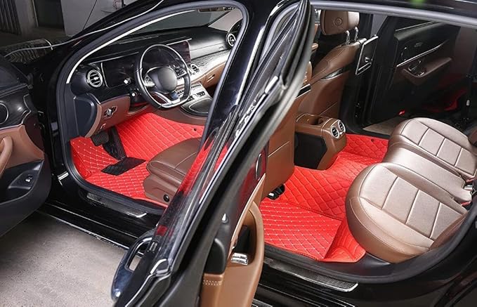 Custome Car Mats Accessories All Weather Floor mats Compatible with Automotive Floor Mats Passenger car mats (Black Red 3D)