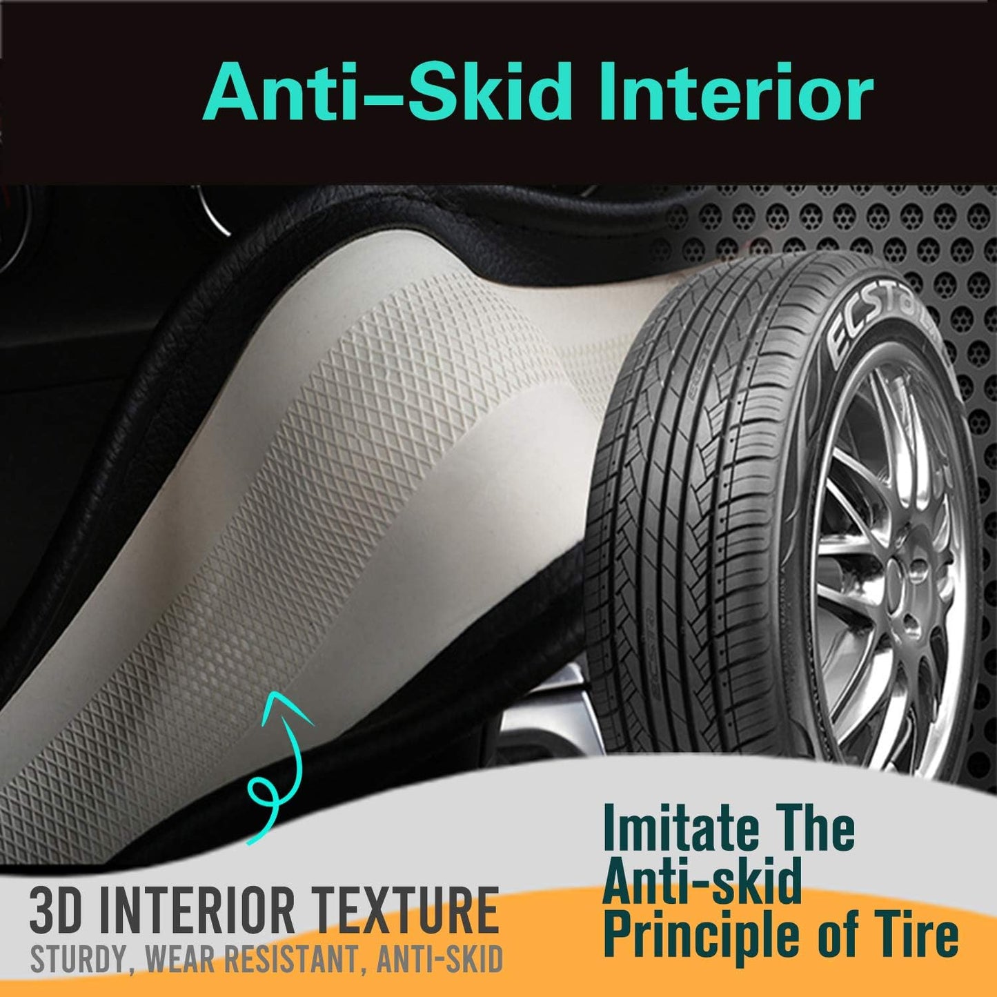 PINCTROT Steering Wheel Cover Great Grip with 3D Honeycomb Anti-Slip Design, Universal 14.5-15 Inch (Blue)