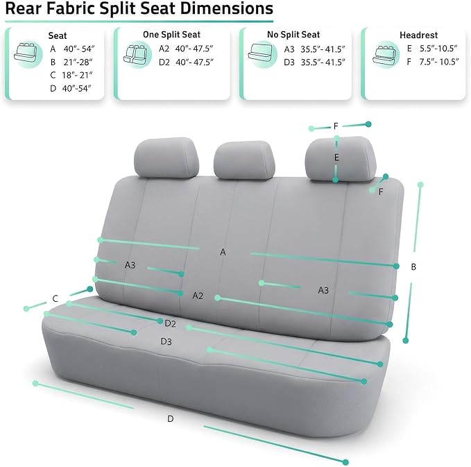 FH Group Automotive Car Seat Covers Rear Set Premium 3D Air Mesh Seat Covers, Airbag Compatible and Split Bench Cover Universal Fit Interior Accessories for Cars Trucks and SUVs - Mint