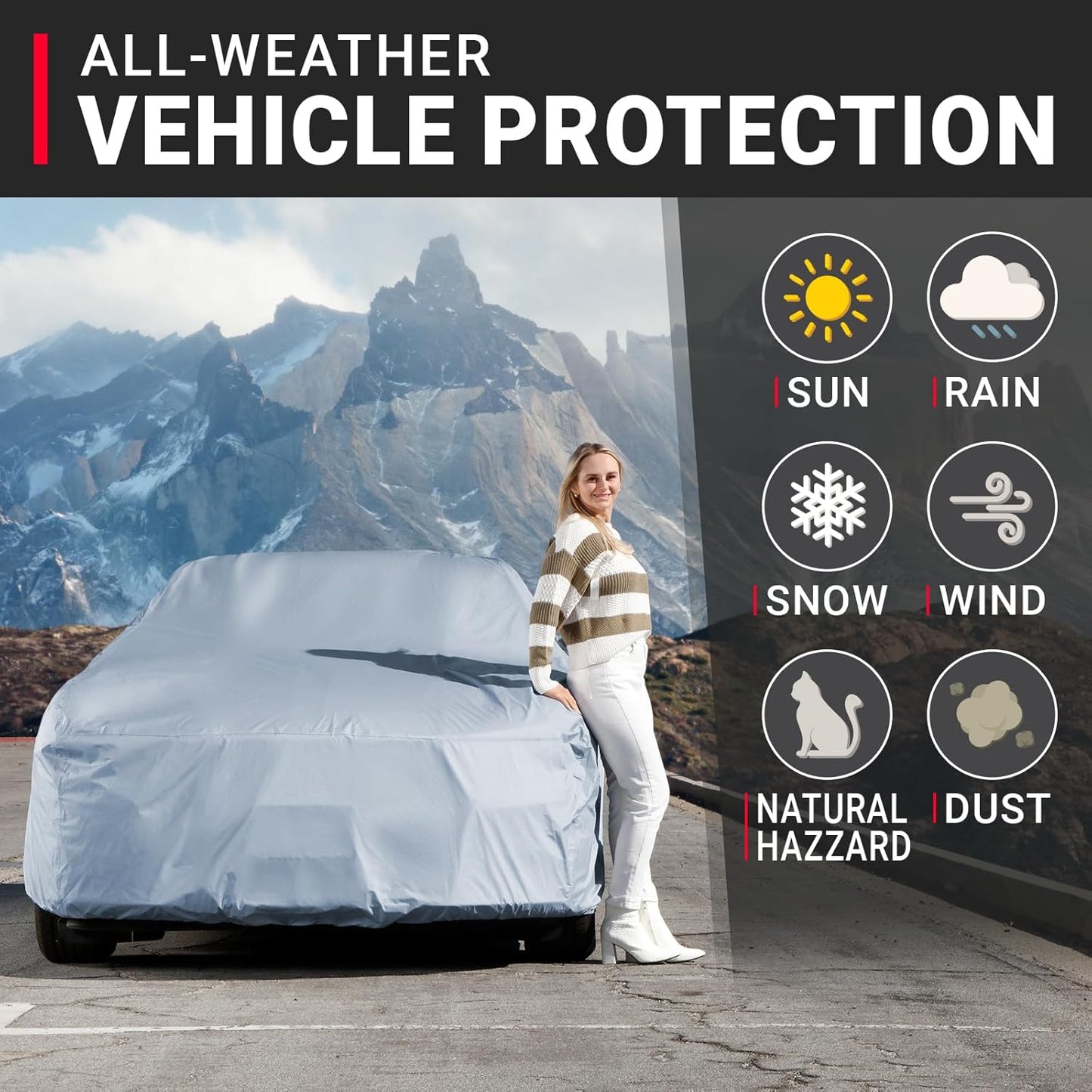 iCarCover Premium Car Cover for 2020-2025 Chevy Corvette C8 without High Wing Spoiler Heavy Duty Waterproof All-Weather Automobiles Custom Fit Indoor Outdoor UV Snow Protection Covers w/Straps and Bag