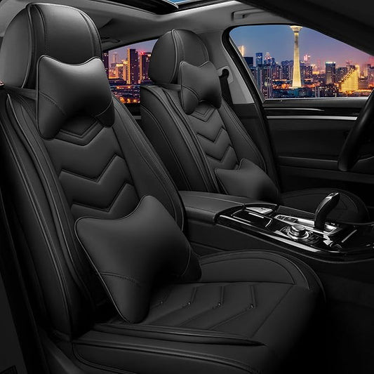 CTDS Car Seat Covers for Honda Civic 2000-2026, Stylish Sport Seat Cover, Premium Nappa Leather Car Seat Cover. Automobile Seat Covers Sets.(Luxury 2 Seats/Pure Black)