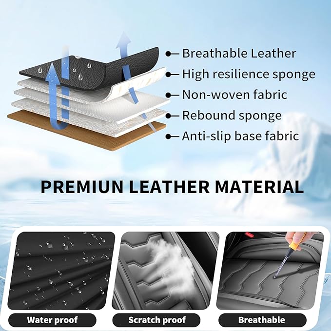 Fit Accord Car Seat Covers Premium Leather for Honda Accord 2012-2025 2026. Waterproof， Breathable, Scratch-Resistant & All-Weather Seat Cushion Protector（Front Seat,Black