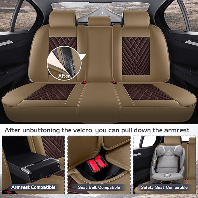 Truck Seat Covers for Toyota Tundra 2008-2026, Waterproof Premium Leather Full Coverage Car Seat Cover, Muscle Sport Style Auto Interior Seat Cover Sets (Full Set/Brown Coffee)