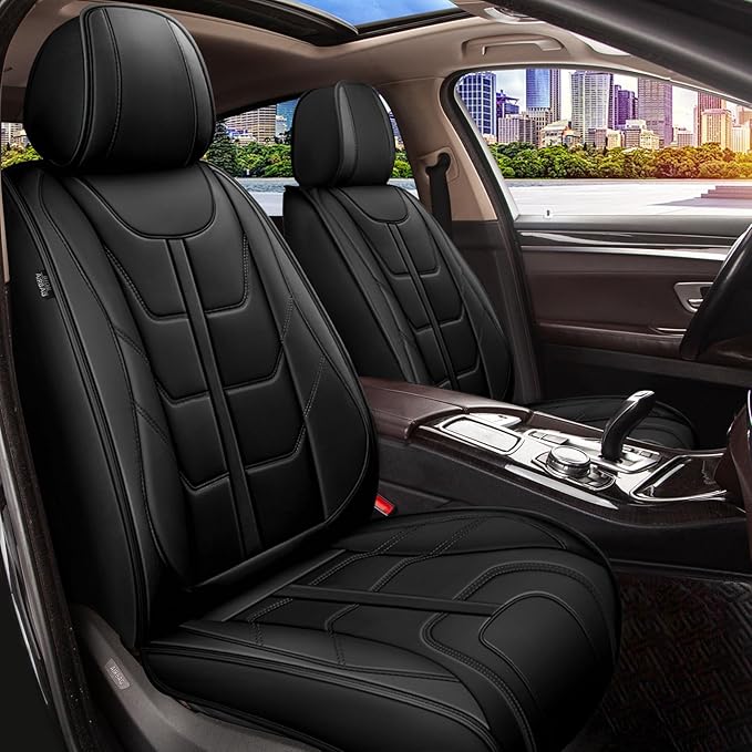 TTX LIGHTING Car Seat Covers fit for Nissan Juke S/SV/SL 2011-2017 Front Seat: Premium Leather Automotive Seat Cover with Airbag Compatible Waterproof (2 Seats, Black)