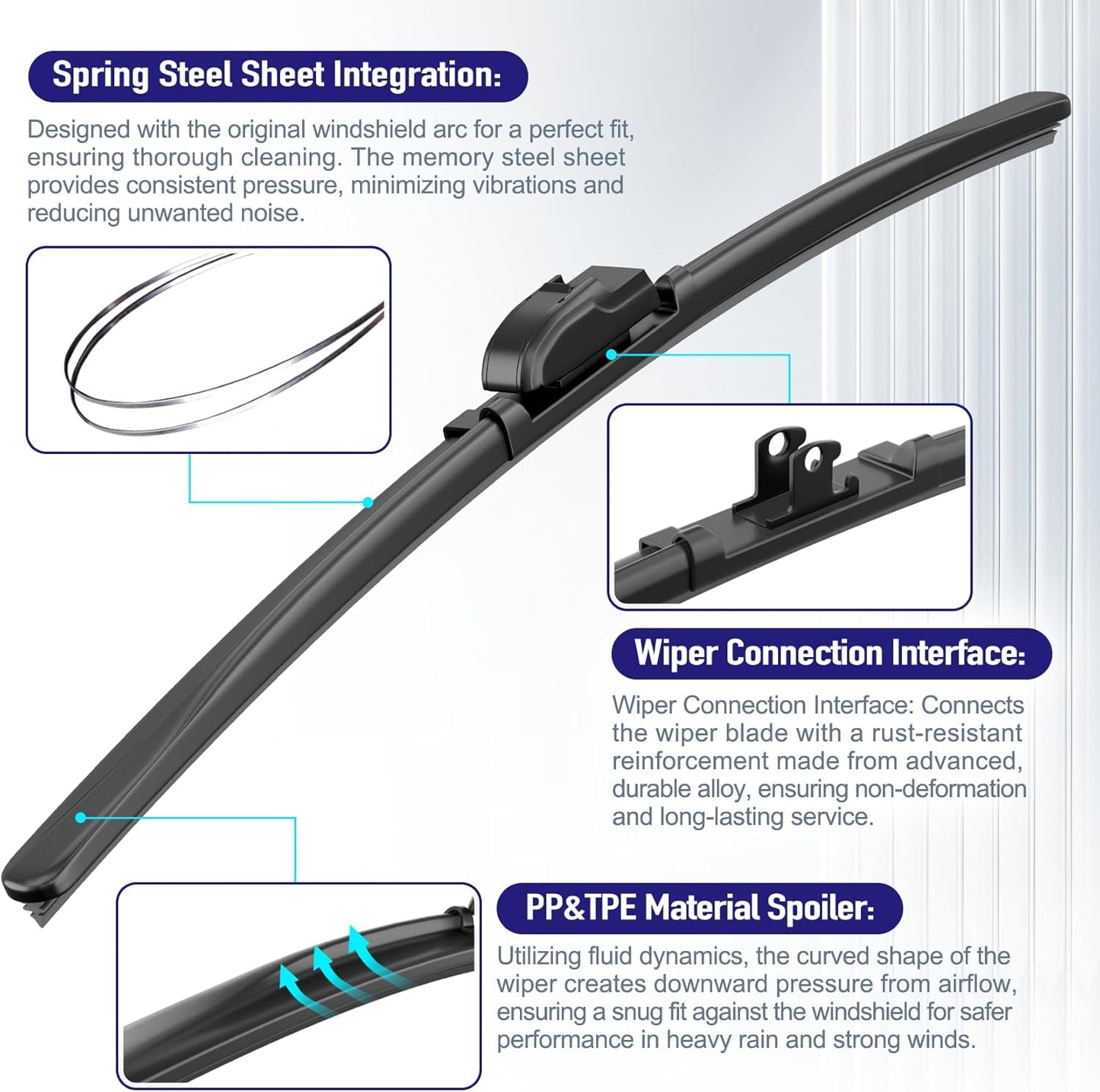 AJK Wiper Blades for Hyundai Elantra 2002 2003 2004 2005 2006 2007, 2 Piece All Weather OEM Quality Automotive Replacement Windshield Wiper Blades for My Car