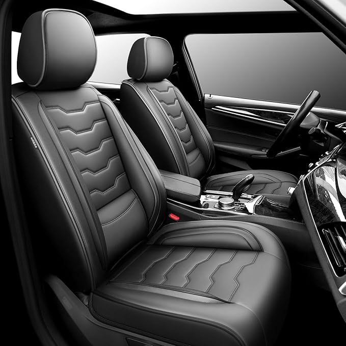 Fit Accord Car Seat Covers Premium Leather for Honda Accord 2012-2025 2026. Waterproof， Breathable, Scratch-Resistant & All-Weather Seat Cushion Protector（Front Seat,Black