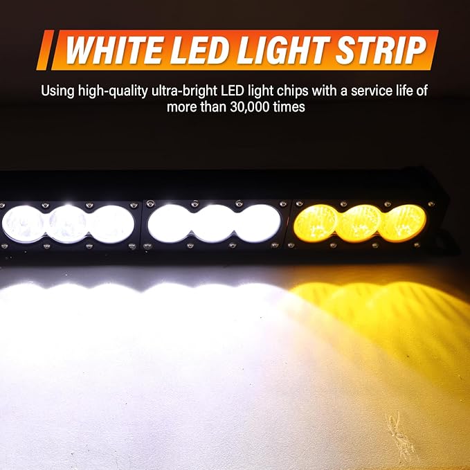 Willpower 28 inch LED Light Bar Single Row Dual Color 150W Off Road Light Bar White Amber Combo LED Work Light Truck UTV 4x4 Cars SUVs ATVs Boats Fog Driving Light with Wiring Harness kit