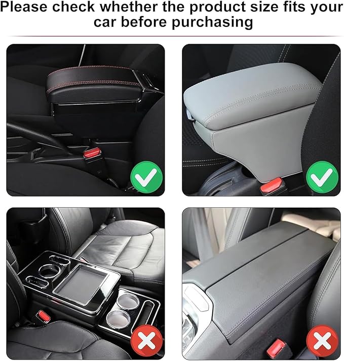 Car Armrest Storage Box for Infiniti QX60 2013–2025 2020 2021 2022 2023 2024, Sport-Style Center Console Organizer with Side Pocket, PU Leather Armrest Cushion, Elbow Support Pad,B White