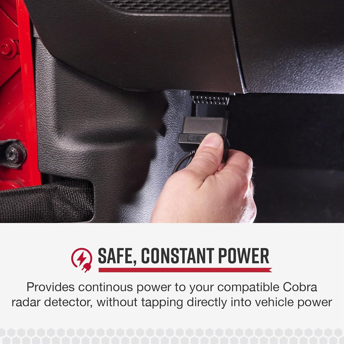 Cobra OBDII to Barrel Connector Power Cord Radar Detectors, Compatible RAD350 380 450 480i 700i for Windshield or Mirror Mount Applications