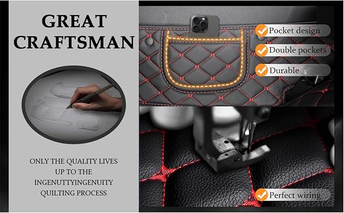 Yaruicar Custom Personalized Floor Mats for Cars Luxury Full Coverage All Car Floor Mats Anti-Slip Leather Car Mat Set Trucks & SUVs Trucks Automotive Floor Mats Liners (Black Beige)