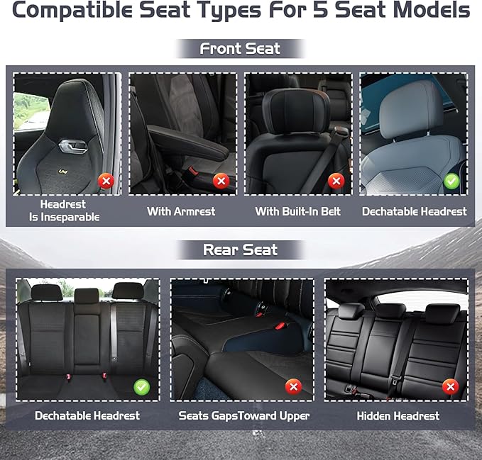 Truck Seat Covers for Chevy Silverado 2500 2007-2026, Waterproof Premium Leather Full Coverage Car Seat Cover, Muscle Sport Style Auto Interior Seat Cover Sets (Full Set/Black)