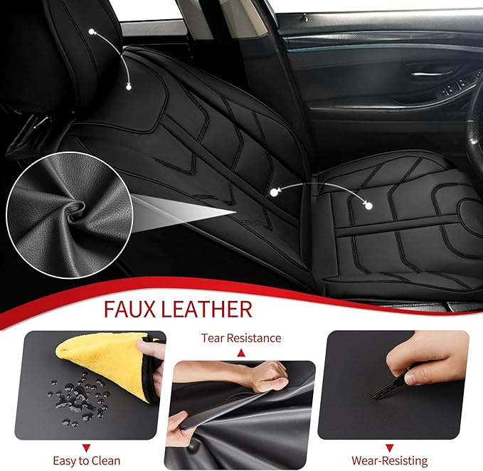 TTX LIGHTING Car Seat Covers fit for Jeep Grand Cherokee 2005-2026 Front Seat: Premium Leather Automotive Seat Cover with Airbag Compatible Waterproof (2 Seats, Black)