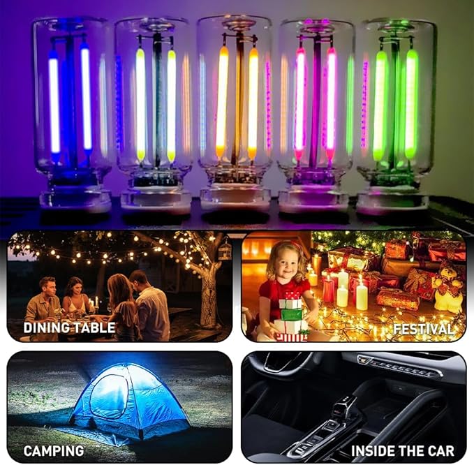 4Pcs Car USB Night Light, Touch Adjustment LED Ambient Lighting Plug in USB Automotive Night Lamps, Mini LED Bulb for Car, Camping, Holiday, Decoration, Bedroom, Party(Yellow)