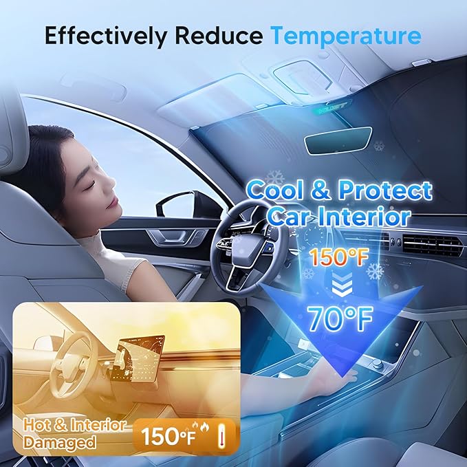 KUST Windshield Sun Shade Custom Fit for Kia Sportage 2023 2024 2025 2026 Accessories Sun Shades Windshield Sunshades Foldable Thicker 5-Layer Blocks UV Rays