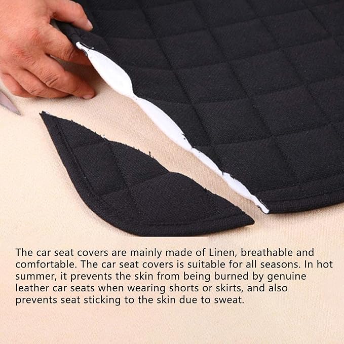 Suninbox Linen Seat Cover for Car,Bottom Seat Covers for Trucks,Car Seat Pad,Seat Cushion Breathable Ventilated Front Seat Only[Black]