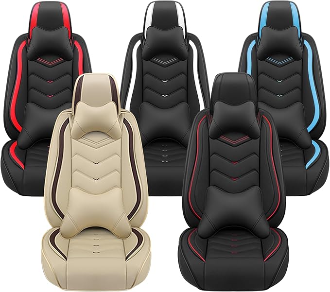 Car Seat Covers for Lexus ES 350 2007-2026, Premium Nappa Leather Car Seat Cover, Stylish Sport Seat Covers， Automobile Seat Cover Sets.(Luxury 5 Seats/Black Red)