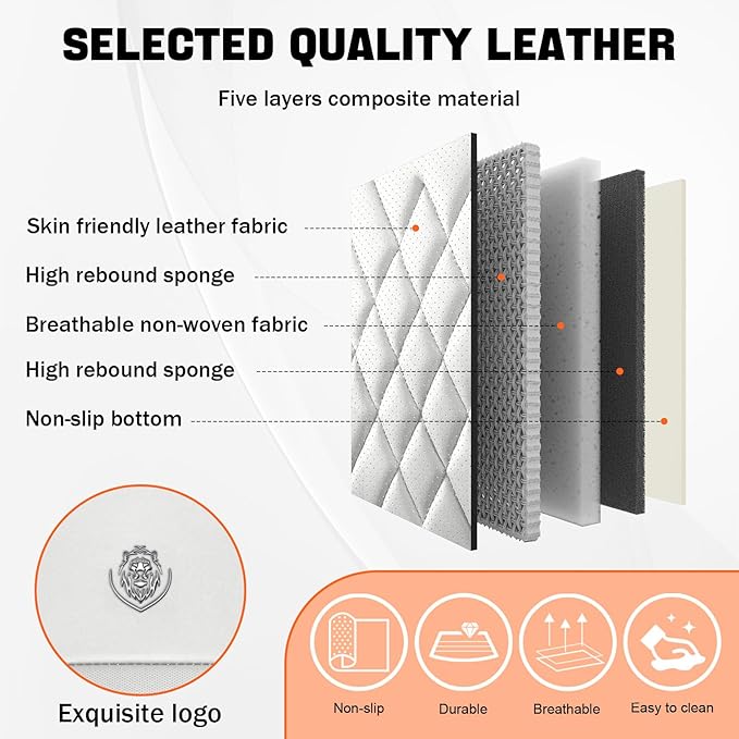 Car Seat Covers Compatible with Toyota Camry 2012-2026 Durable Waterproof Automotive Seat Covers Stretchable Fabric Material, Airbag Compatibility, Premium Nappa Leather(Black White, Full Set)