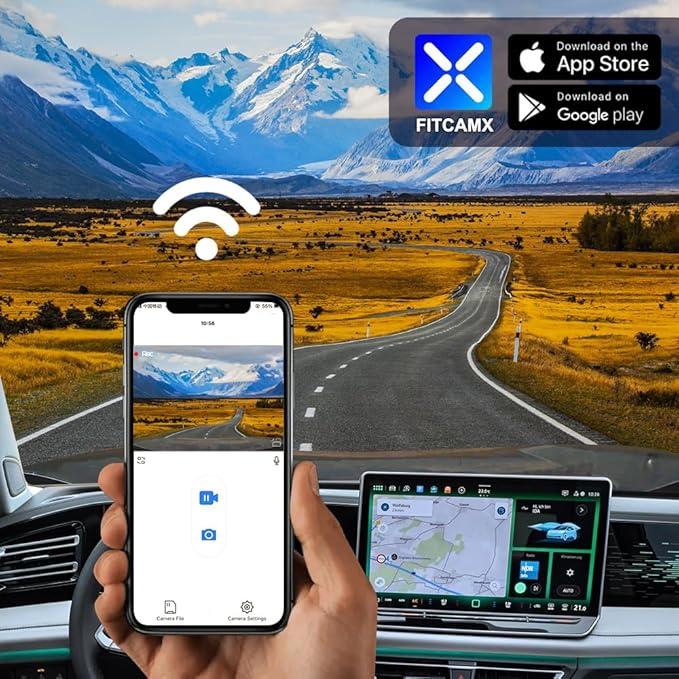 Fitcamx Front 4K+Rear 1080P Dash Cam Adapts for Volkswagen Tiguan 2024-2026 MK3 (Black Cover), Integrated OEM Look, 2 Way HD Video, WiFi & APP, Loop Recording, Parking Sensor, Easy to Use, 128GB Card