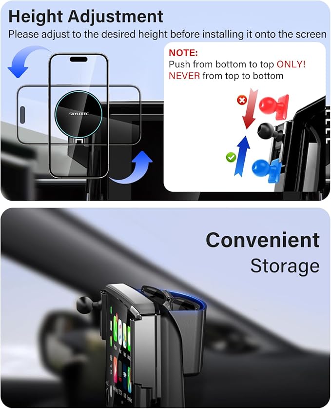 SKYLOTEC Phone Mount for BMW 7 Series 2016-2022 Accessories 10.25/10.3-Inch Screen Fixed Clip, Magnetic Phone Holder Compatible with MagSafe, Strong Magnets 15W Wireless Charger Cell Phone Base