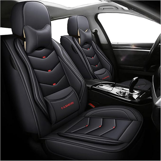 Car Seat Covers Full Set,Automotive seat Covers for Cars,Waterproof Leather seat Covers with Fixed Lumbar Support,Universal Fit for Most Cars,SUV,Trucks and Sedans