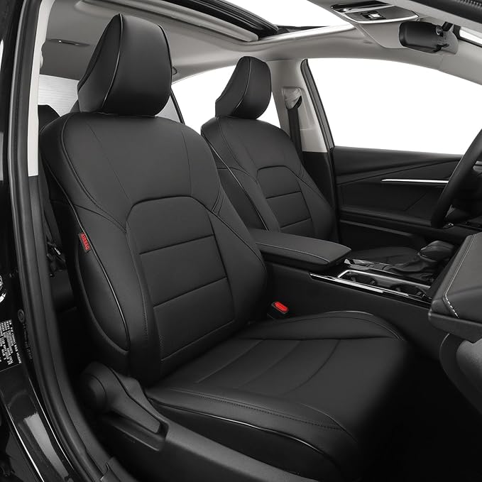 EKR Camry Car Seat Covers for Toyota Camry 2018 2019 2020 2021 2022 2023 2024 Hybrid XLE,Hybrid XSEWaterproof Leather Car Seat Cover Full Set for Trucks SUV-Faux Leather (Black)